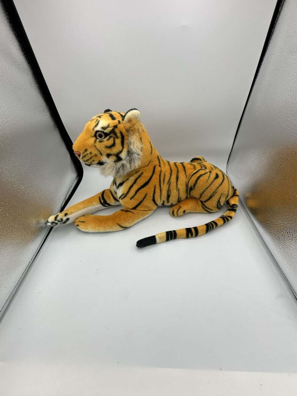 Linzy Toys Realistic Laying Striped Bengal Tiger Plush Stuffed Animal